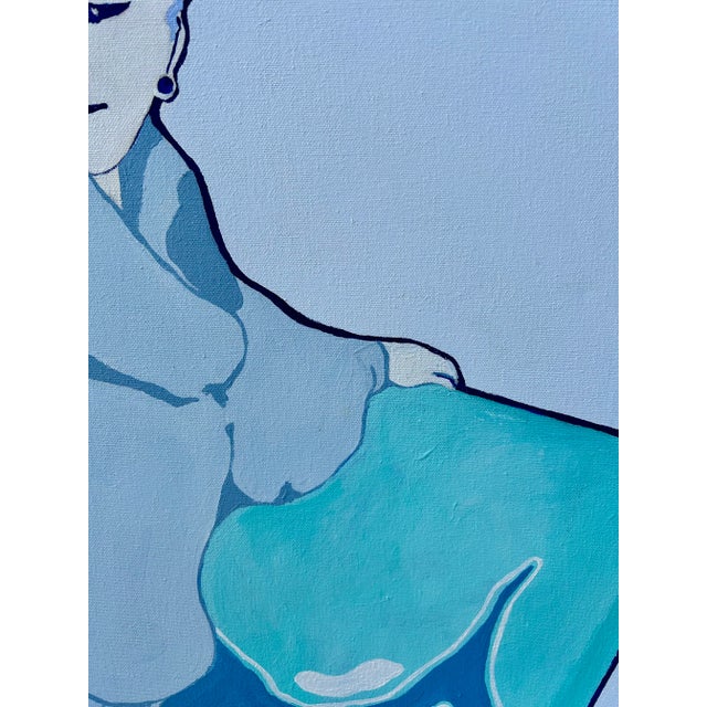 Late 20th Century Fauvist Blue Girl Original Oil Painting on Canvas by Rob Coons For Sale - Image 9 of 9