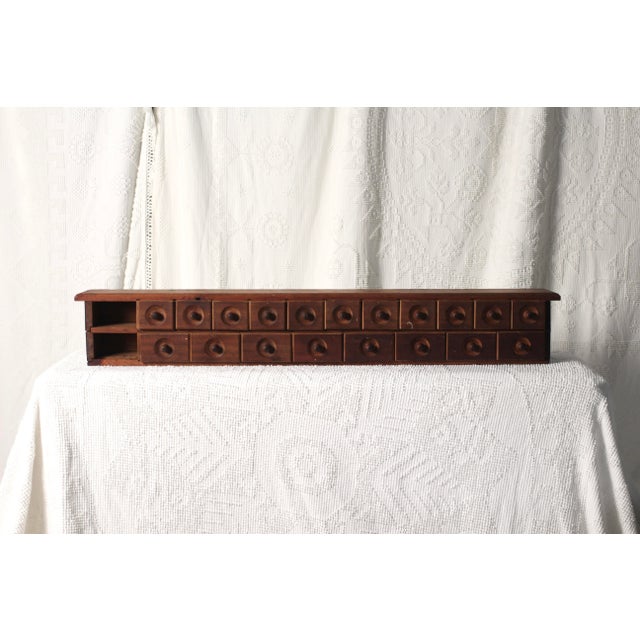 Long Set of Antique Apothecary Style Drawers From the Early 1900s For Sale - Image 11 of 14