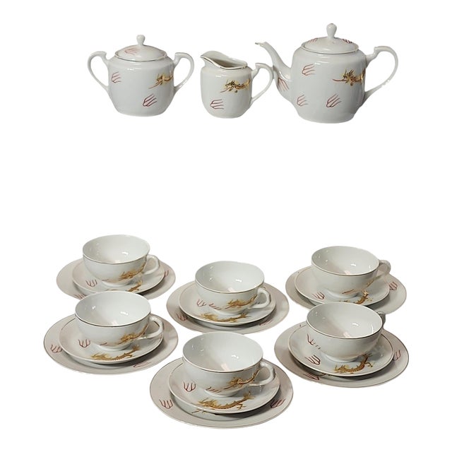 1960s Japanese Dragonware Tea Service for Six- 21 Pieces For Sale
