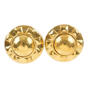 Kalinger Paris Gilt Resin Pair of Clip Earrings With Sun Design