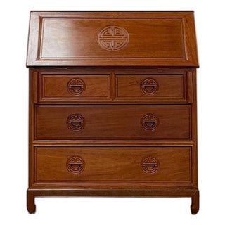 Mid 20th Century Rare Oriental Rosewood Secretary Writing Desk Fold Out Sheraton Hotel Provenance For Sale
