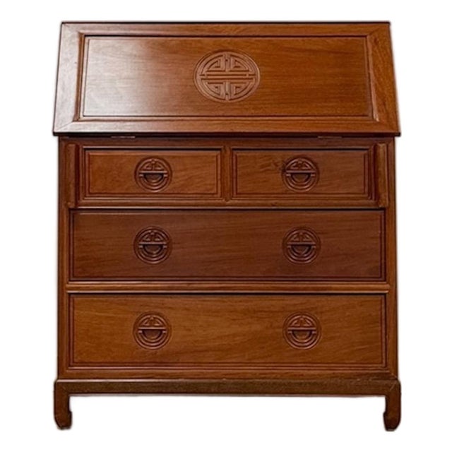 Mid 20th Century Rare Oriental Rosewood Secretary Writing Desk Fold Out Sheraton Hotel Provenance For Sale