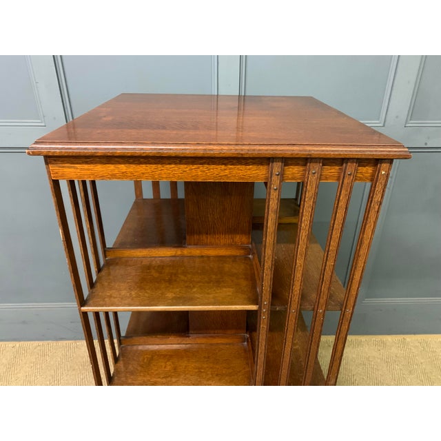 Large Antique Oak Revolving Bookcase, 1905 For Sale - Image 3 of 11