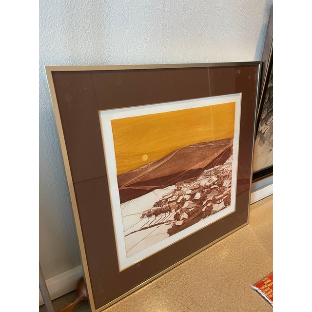 Brown 1970s Original Russa Graeme Signed #1 Edition Etching Framed Signed For Sale - Image 8 of 11