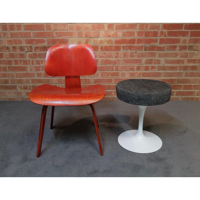 Black Mid 20th Century Eero Saarinen for Knoll International Stool with Original Fabric For Sale - Image 8 of 10