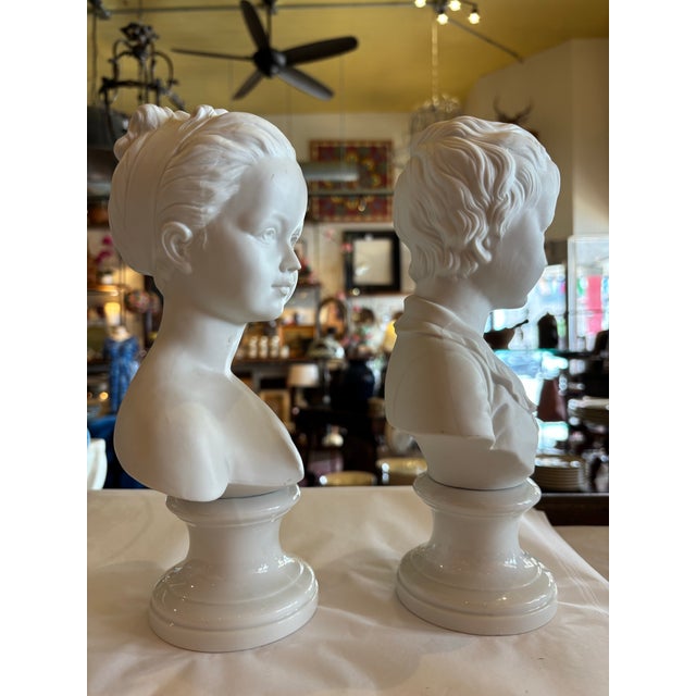 Ceramic Set of 2 Japanese Made, Hand Painted Porcelain Mini Busts For Sale - Image 7 of 12