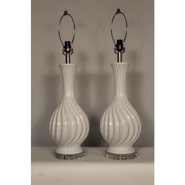 Mid 20th Century Mid 20th Century Dorothy Draper Style Ceramic Lamps - a Pair For Sale - Image 5 of 12