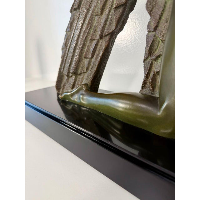 Demètre H. Chiparus, Art Deco Sculpture of Woman with Drapery, 1928, Bronze on Marble Base For Sale - Image 13 of 17