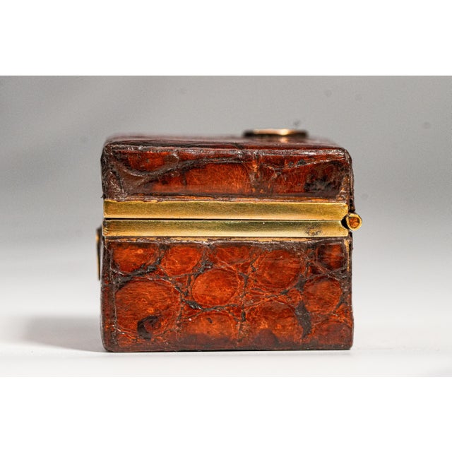 Exceptional Quality Antique Leather Edwardian English Desk Stamp Box For Sale - Image 13 of 13