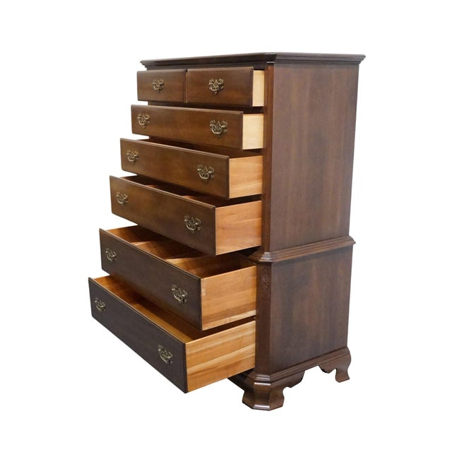 Late 20th Century Ethan Allen Georgian Court Collection Solid Cherry Traditional Style 39" Chest on Chest 11-5225 For Sale - Image 5 of 12
