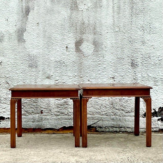 Wood Vintage Boho Henredon Fluted Side Tables - a Pair For Sale - Image 7 of 11