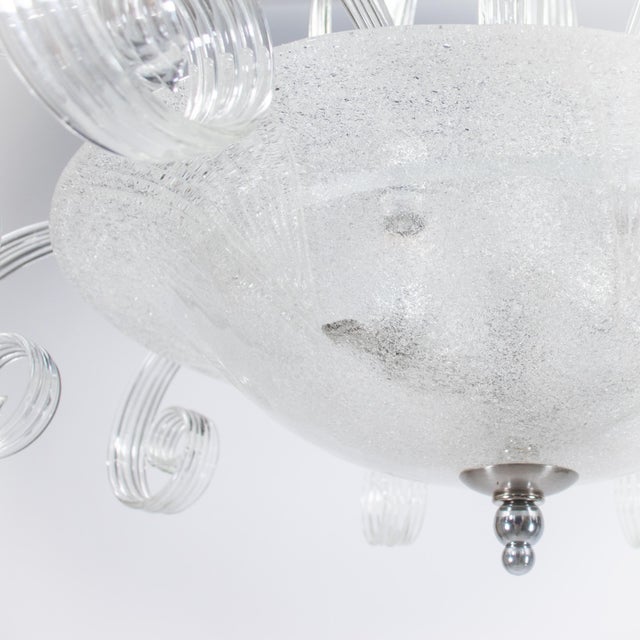 Large MCM Rugiada and Cristallo Murano Chandelier Attributed to Ercole Barovier For Sale - Image 14 of 18