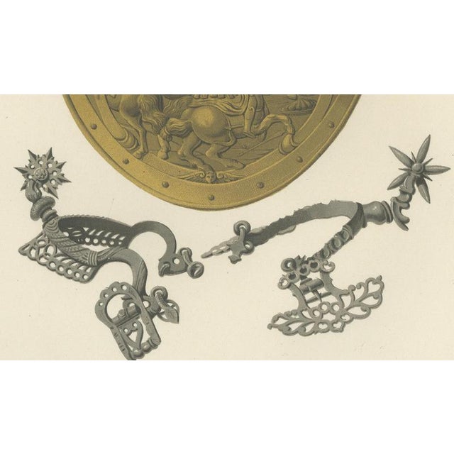 19th Century Ferdinand Séré, Sixteenth Century Gorget and Spurs, Soltykoff Collection, 1851, Chromolithograph For Sale - Image 5 of 9