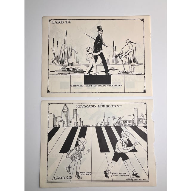 Vintage set of two wonderful illustrations ready to be matted and framed. 1935 book on music instruction for children by...