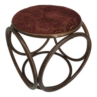 Thonet Style Circular Bamboo Ottoman For Sale