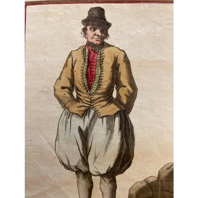 Red Pair of 18th French Hand Colored Engravings of a Frisian Man, Woman and Child For Sale - Image 8 of 12