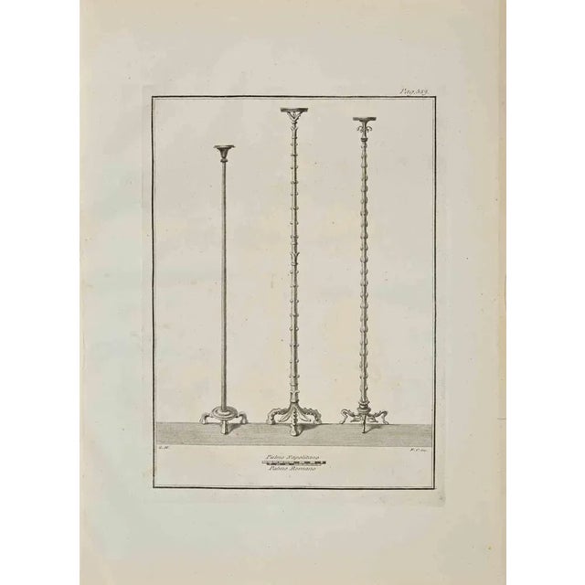 Ancient roman tripods from the series "antiquities of herculaneum", is an original etching on paper realized by various...