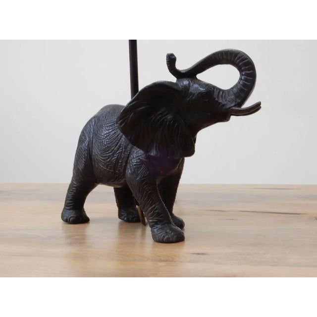 Black Patinated Bronze Elephant Lamps, Set of 2 For Sale - Image 4 of 8