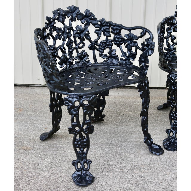 Vintage Mid-Century Victorian Revival Cast Iron Grapevine Garden Suite - 3 Pieces For Sale In Cincinnati - Image 6 of 11