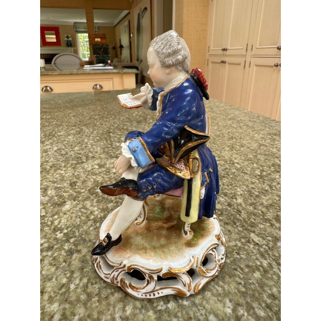 19th Century Pair of 19th Century Porcelain Figures of a Boy and Girl Likely From the Nymphenburg Porcelain Factory Germany For Sale - Image 5 of 16
