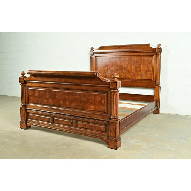 Ethan Allen French Louis Philippe Burl Wood Queen Size Bed For Sale - Image 12 of 12