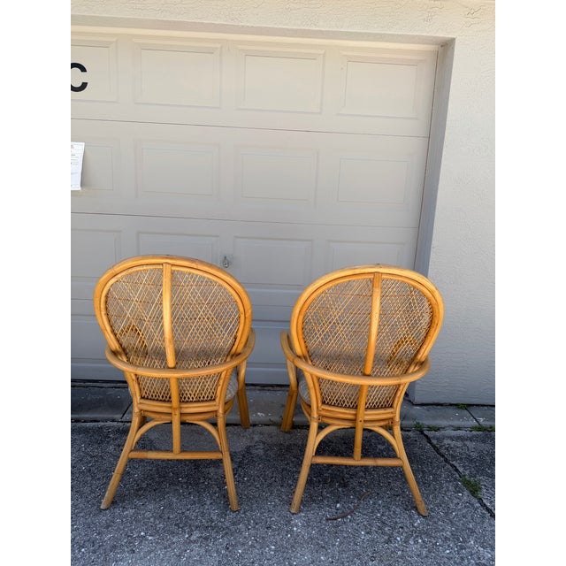 Pair of Vintage Bentwood Rattan & Wicker Armchairs With Spiral Arms, 1970s For Sale - Image 4 of 9