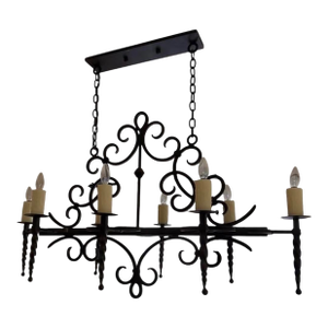 Early 21st Century Eight Light Chandelier Heavy Vintage Lighting Bronze Finish Foliate Spanish Style