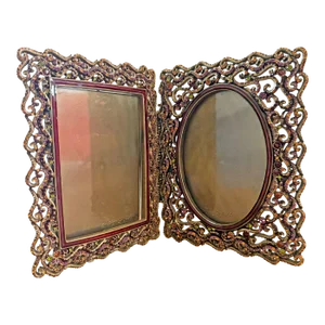 Jay Strongwater Hinged Swarovski Bejeweled Double Picture Frame