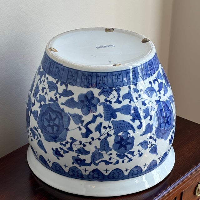 1980s Large Chinoiserie Fishbowl Style Porcelain Planter For Sale - Image 10 of 12
