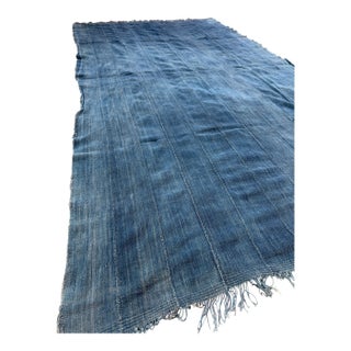 Vintage African Dark Indigo Denim Mossi Mudcloth 73” L X 41”w | No. 93 For Sale