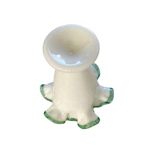 Mid-Century Modern Vintage Fenton Emerald Green Crest Rim Crimped Ruffled Lip Vase For Sale - Image 3 of 7