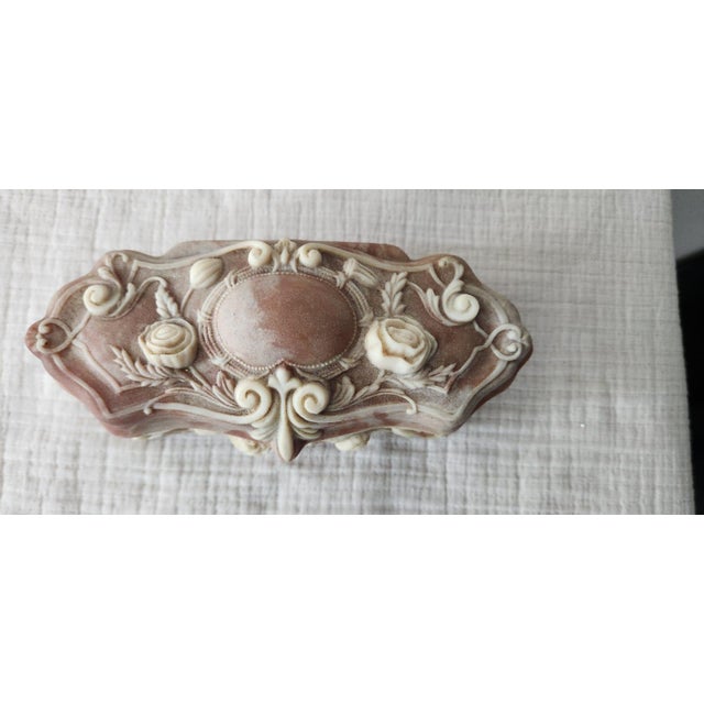 2020s Incolay Stone Jewelry Box With Floral Carvings For Sale - Image 5 of 6