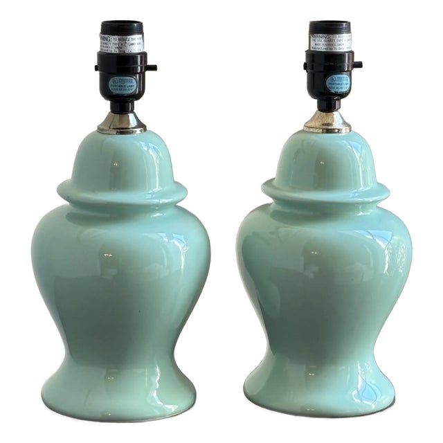 Late-20th Century Ceramic Ginger Jar Table Lamps — A Pair For Sale