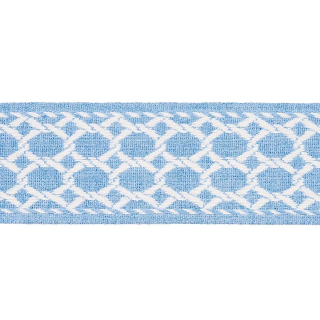 Schumacher Sample - Schumacher Lattice Tape in Chambray For Sale - Image 4 of 4