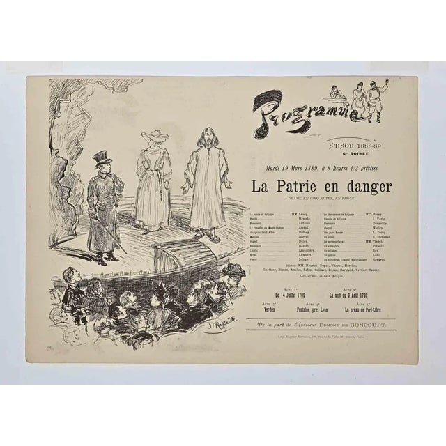 Programme for the Theatre is a Lithograph realized by Jean François Raffaelli (1850-1924). Good condition on a yellowed...