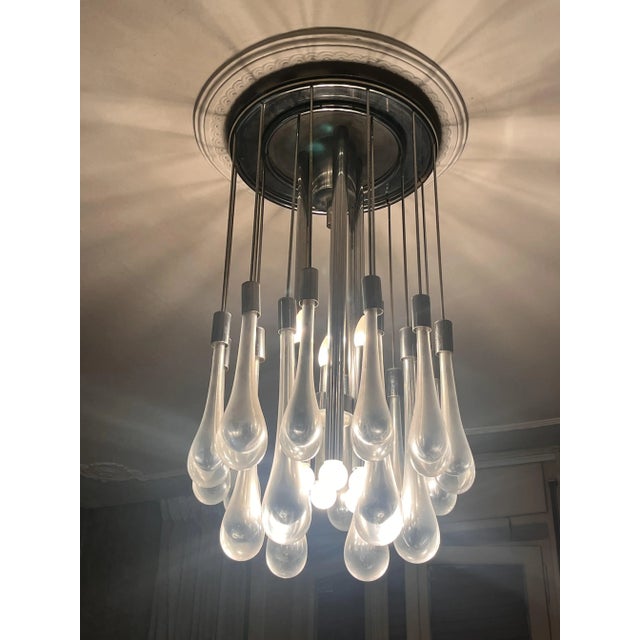 Vintage Chandelier in Chrome Steel and Murano Glass from Venini, 1970s For Sale - Image 11 of 17