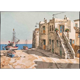 Aldo Riso, Porticciolo, Watercolor For Sale