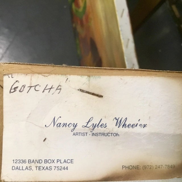 "Gotcha" Mid-Century Oil Painting by Nancy Wheeler For Sale - Image 4 of 5