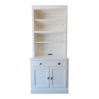Ethan Allen Cottage Bookcase in Antique White With Anthropologie Knobs For Sale