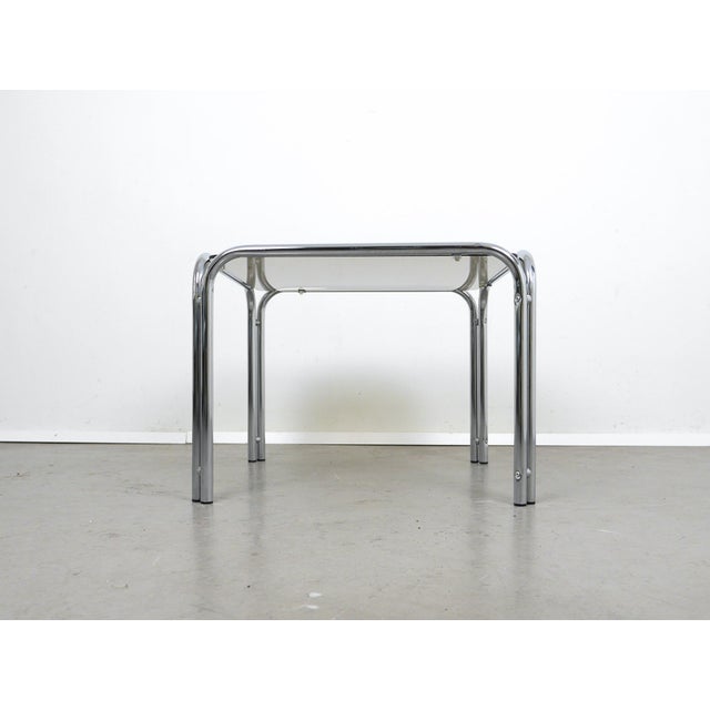 Square Tubular Steel Side Table with Smoked Glass Top, Germany, 1970s For Sale - Image 9 of 15