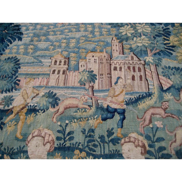 Blue Flemish Tapestry Large Wall Hanging From the 1500 Hundreds For Sale - Image 8 of 13