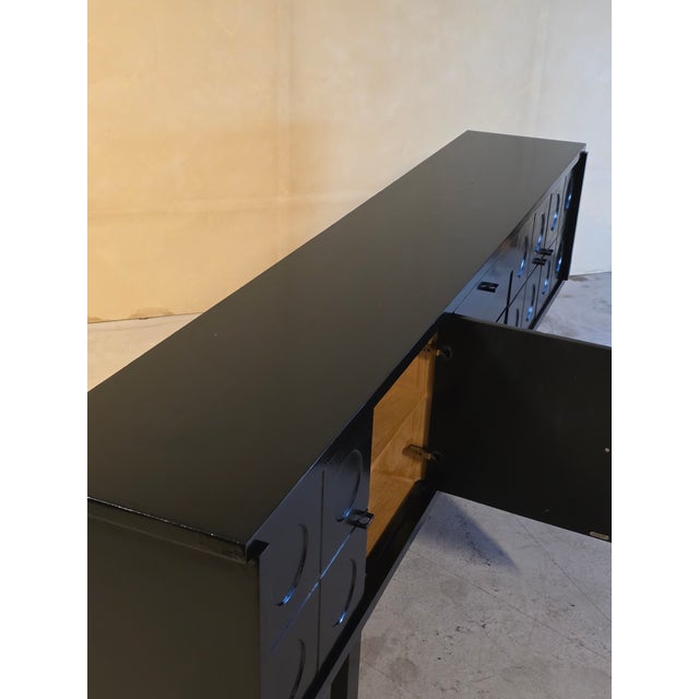 Brutalist Belgian Black Lacquered Sideboard, 1970s For Sale - Image 12 of 17