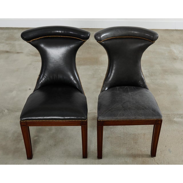 Metal Set of Four Ralph Lauren Highgate Leather Dining Chairs For Sale - Image 7 of 18