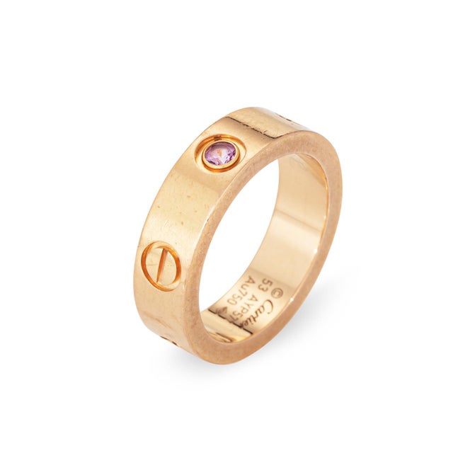 A stylish variation of the iconic Love collection, the Cartier pink sapphire LOVE ring is crafted in 18k rose gold (circa...