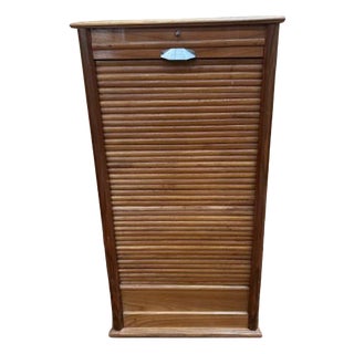 Vintage Sliding Tambour Door Filing Cabinet, 1950s For Sale