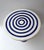 Pair of blue and white stripe decor ceramic terracotta side end low coffee cocktail bedside tables or nightstands. Italian...