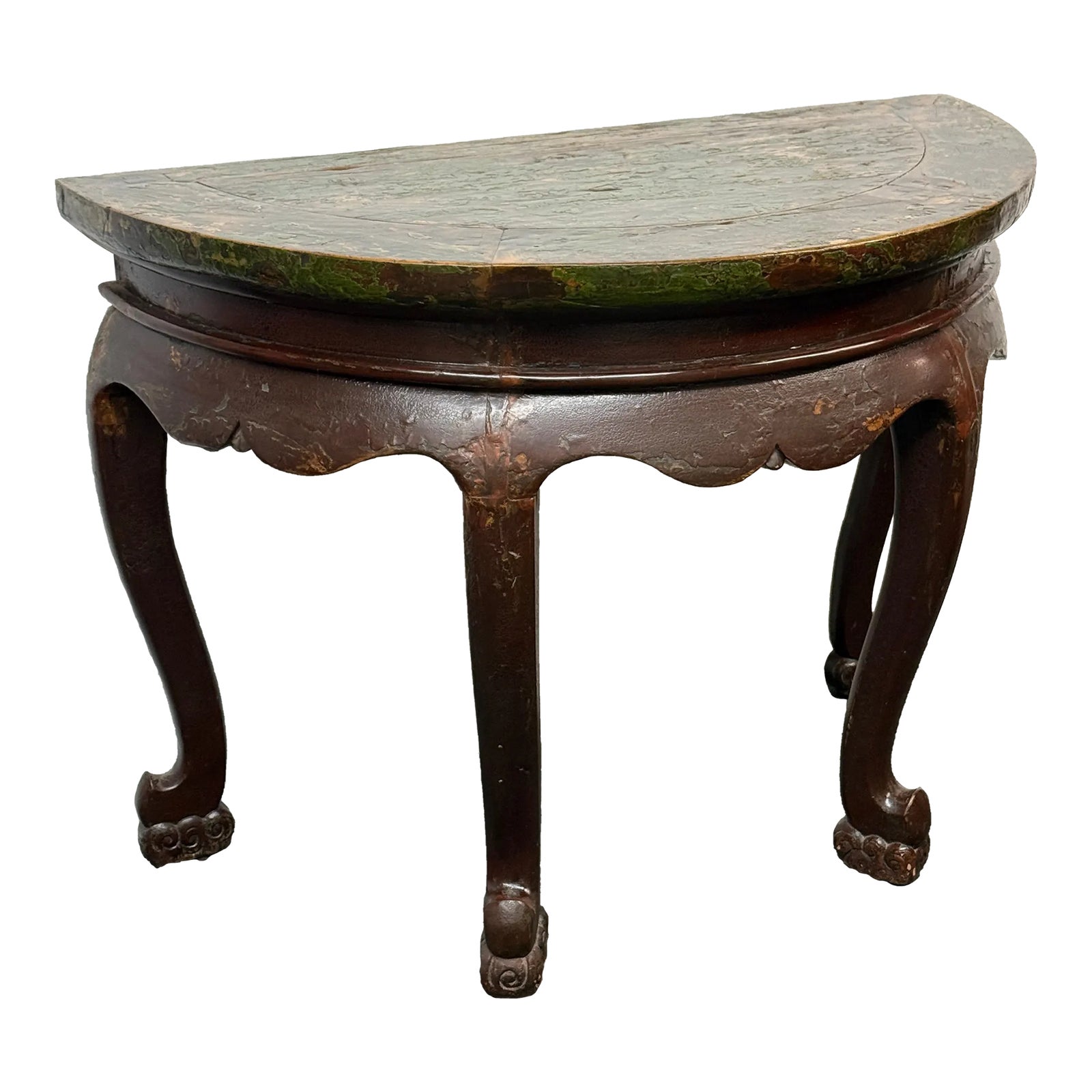 Vintage Philippines Kamagong Wood Demilune Serving Table | Chairish