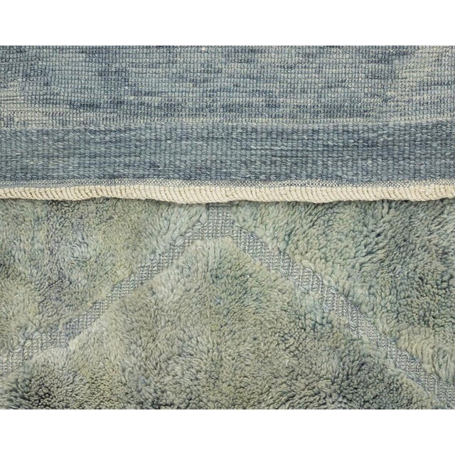 Green Sage Diamond-Lattice Hand-Knotted Moroccan Wool Rug | 12'8" X 10'2" | One of a Kind For Sale - Image 8 of 8
