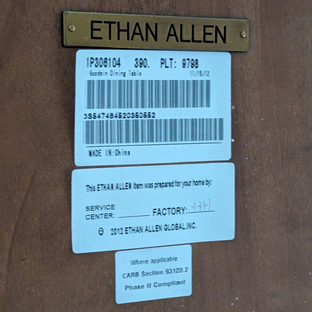 Ethan Allen Goodwin 7-Piece Wood Dining Set With Upholstered Chairs For Sale - Image 12 of 13