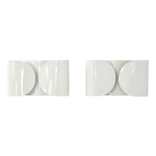 White Foglio Wall Lamps by Tobia and Afra Scarpa for Flos, 1960s, Set of 2 For Sale